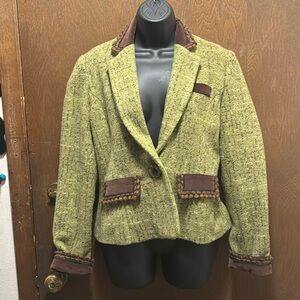 Tasha polizzi for T P saddle blanket Beautiful olive green and brown jacket